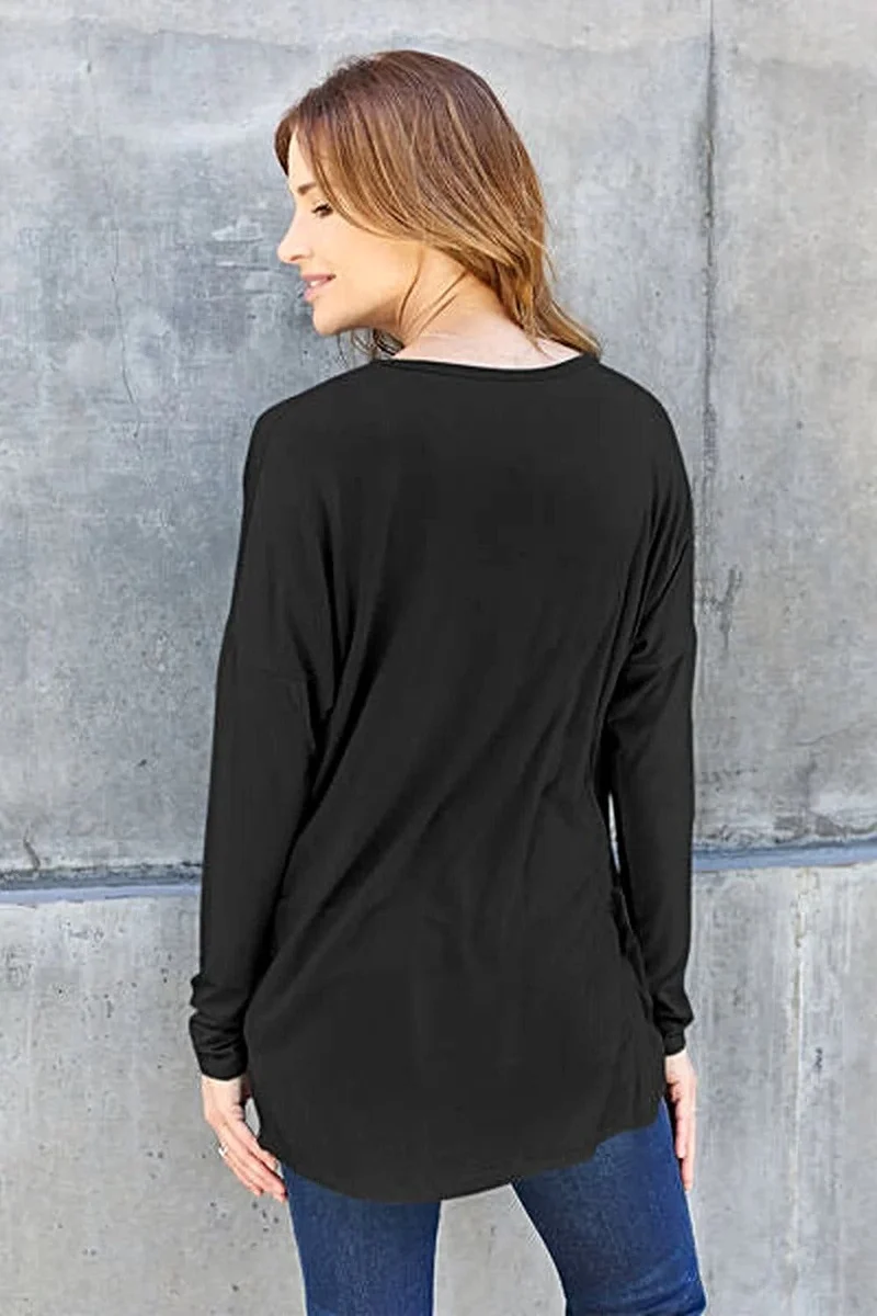 Basic Bae T-shirt met verlaagde schouders - Ronde hals, normale maat, van zachte rayonmix