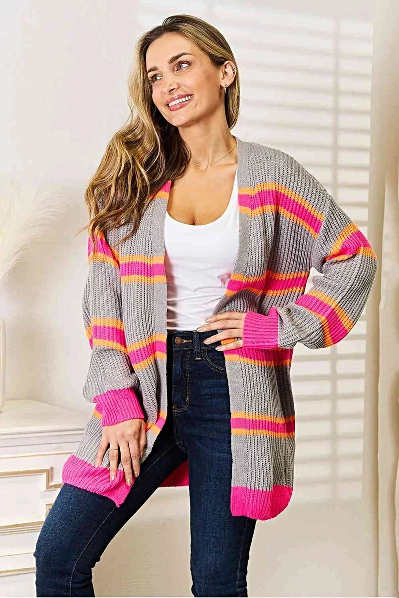 Chique geribbelde cardigan met lange mouwen van 100% acryl - comfortabel, elegant en perfect om te combineren met andere kledingstukken.