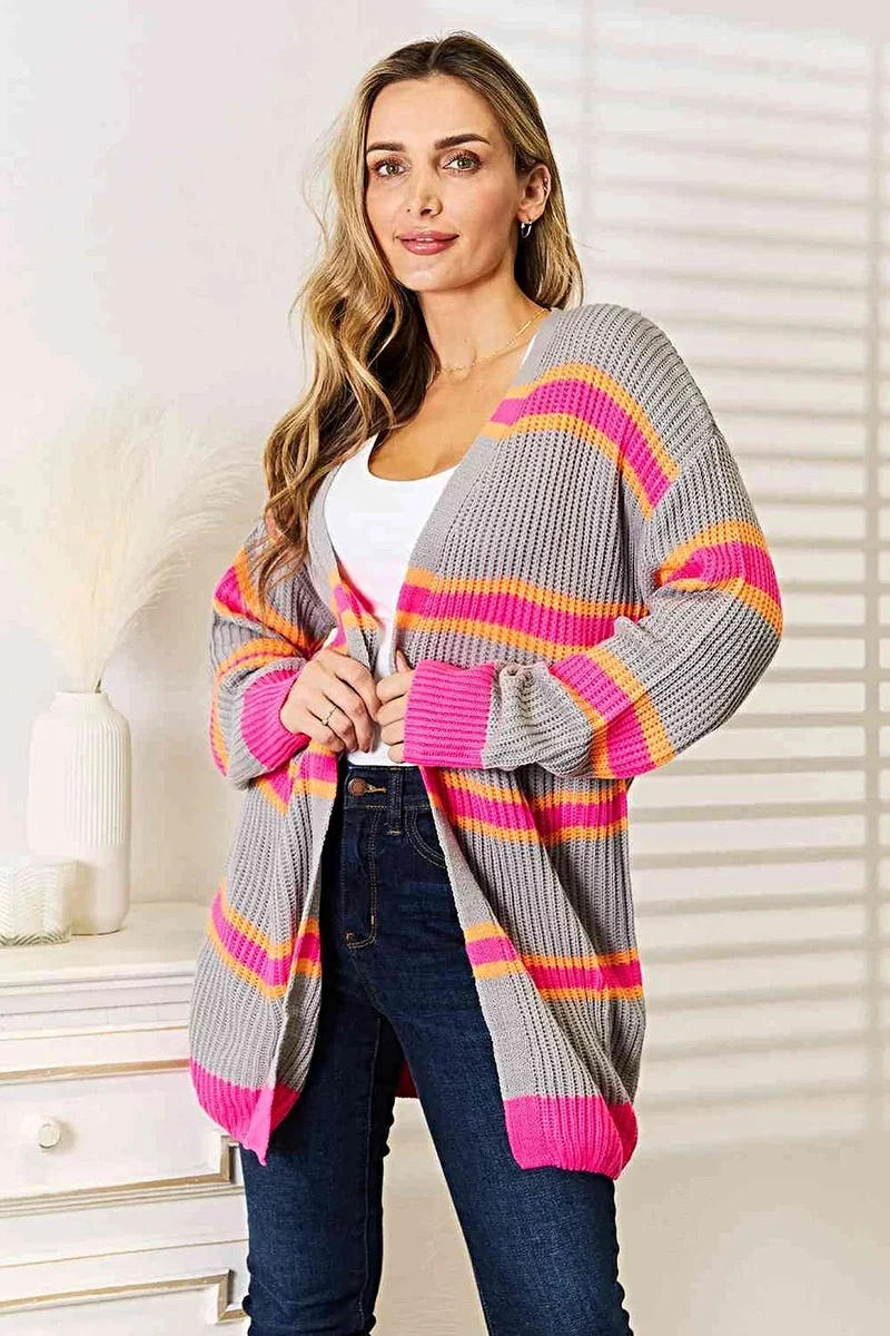 Chique geribbelde cardigan met lange mouwen van 100% acryl - comfortabel, elegant en perfect om te combineren met andere kledingstukken.