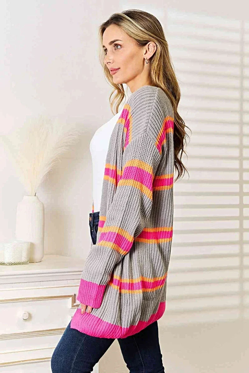 Chique geribbelde cardigan met lange mouwen van 100% acryl - comfortabel, elegant en perfect om te combineren met andere kledingstukken.