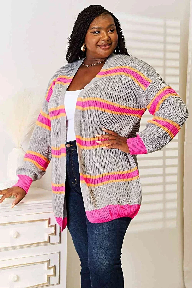 Chique geribbelde cardigan met lange mouwen van 100% acryl - comfortabel, elegant en perfect om te combineren met andere kledingstukken.
