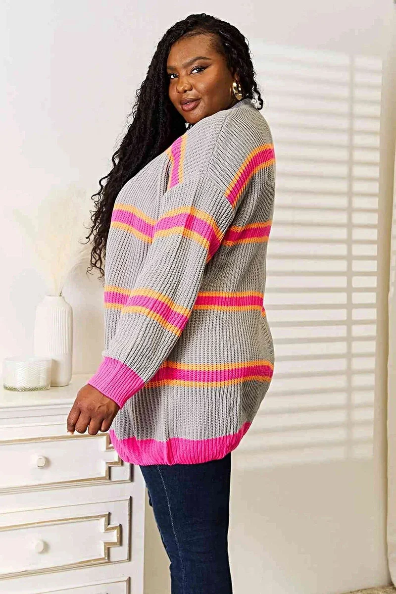 Chique geribbelde cardigan met lange mouwen van 100% acryl - comfortabel, elegant en perfect om te combineren met andere kledingstukken.