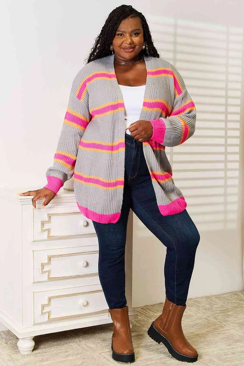 Chique geribbelde cardigan met lange mouwen van 100% acryl - comfortabel, elegant en perfect om te combineren met andere kledingstukken.