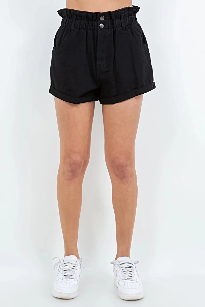 Chique shorts met hoge taille en papieren zakken - Lichtgewicht 100% katoen, perfect voor een zomerse look.