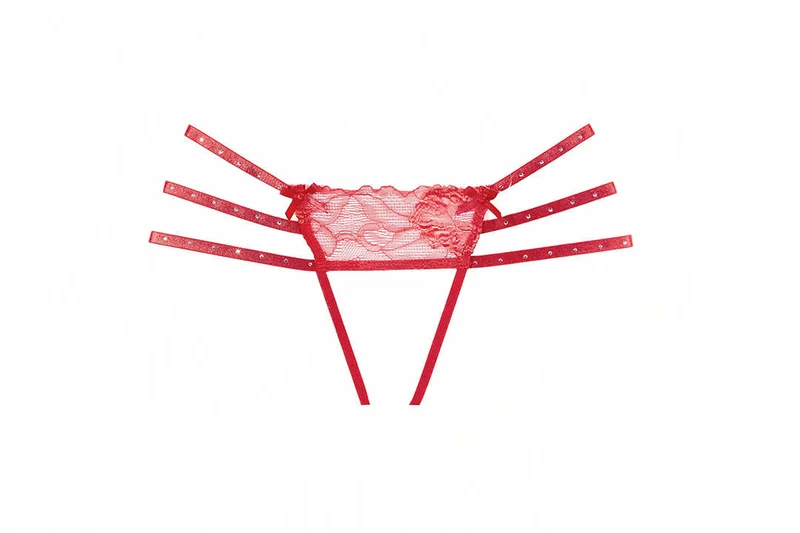 Allure Nicole Rode Sexy Slipjes met Strass Bandjes en Kant Details