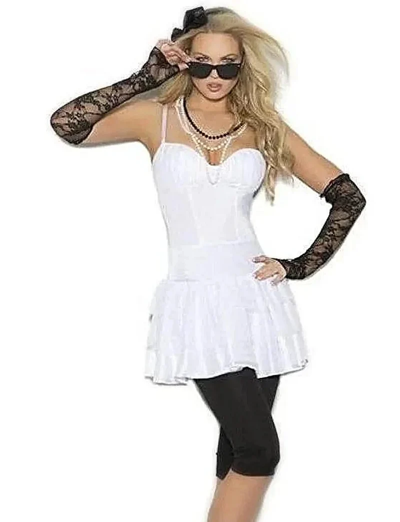 Dames rocksteroutfit - Elegant Moments 6-delig kostuum met jurk, legging, handschoenen en accessoires