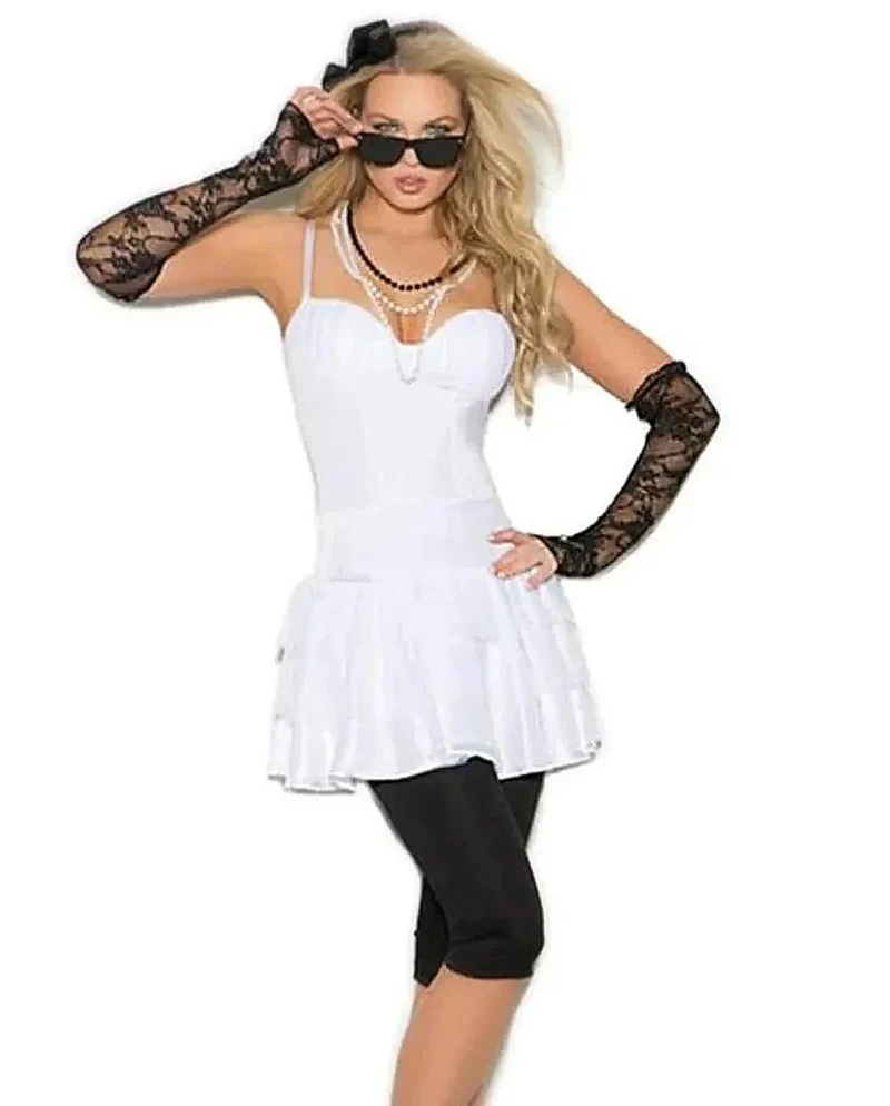 Dames rocksteroutfit - Elegant Moments 6-delig kostuum met jurk, legging, handschoenen en accessoires