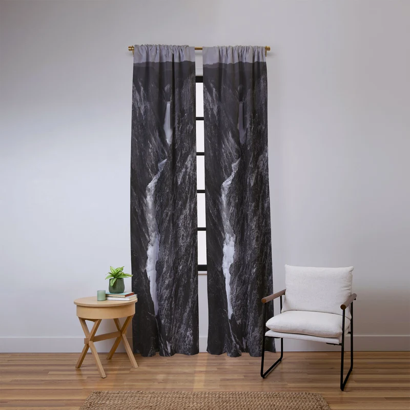 Grand Canyon of the Yellowstone and falls vintage wilderness black and white photograph Window Curtain