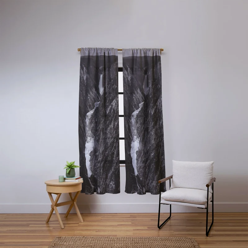 Grand Canyon of the Yellowstone and falls vintage wilderness black and white photograph Window Curtain