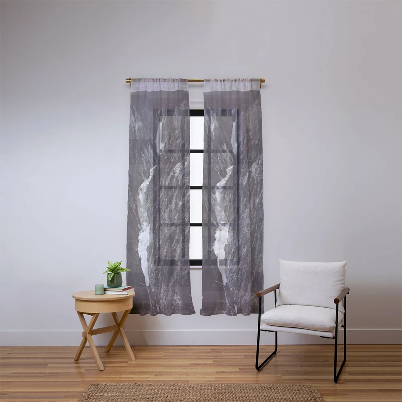 Grand Canyon of the Yellowstone and falls vintage wilderness black and white photograph Window Curtain