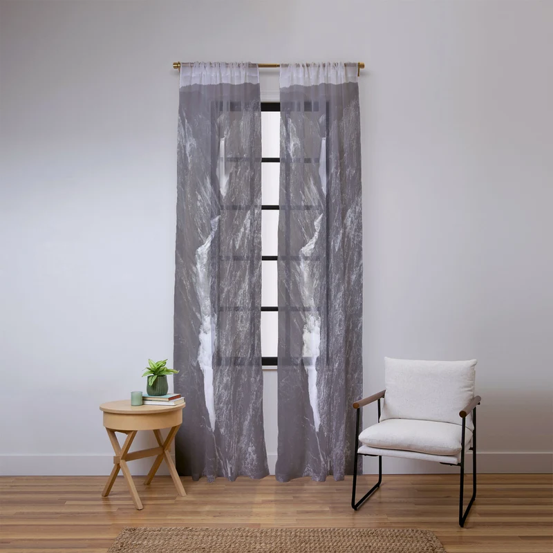Grand Canyon of the Yellowstone and falls vintage wilderness black and white photograph Window Curtain
