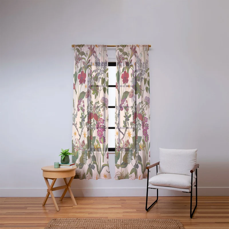 Amryllis Star Neutral Window Curtain