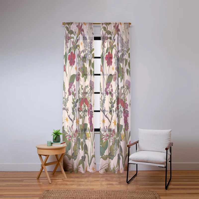 Amryllis Star Neutral Window Curtain
