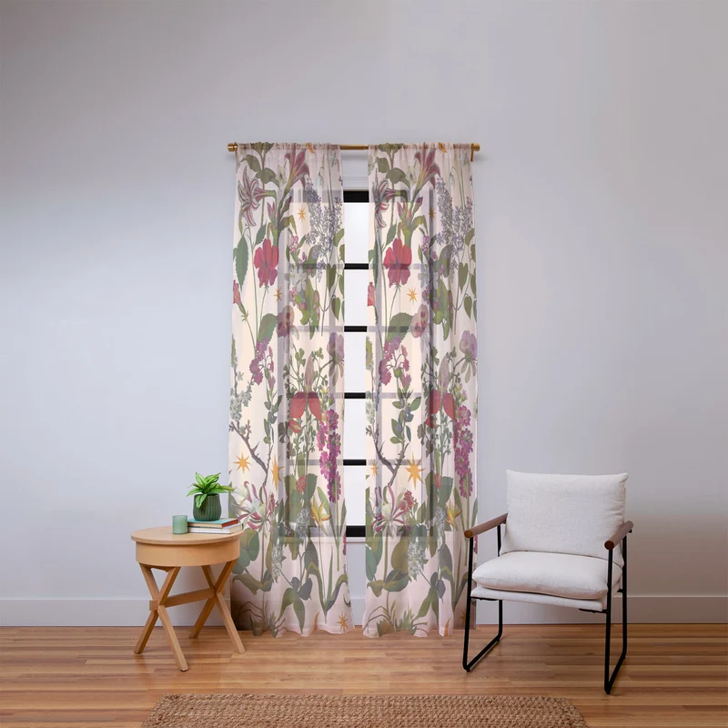 Amryllis Star Neutral Window Curtain