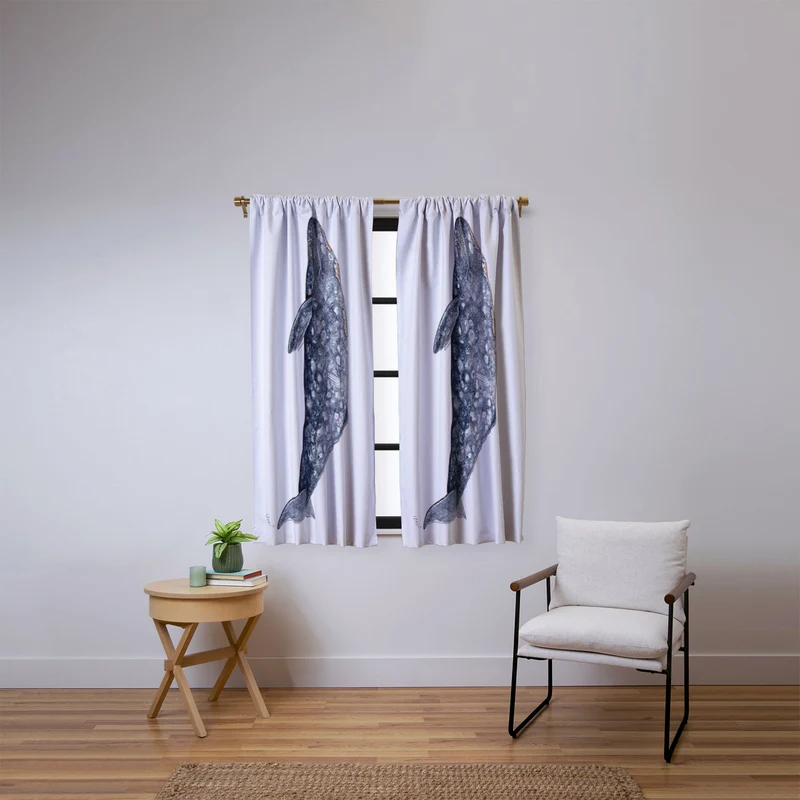 Grey whale Window Curtain