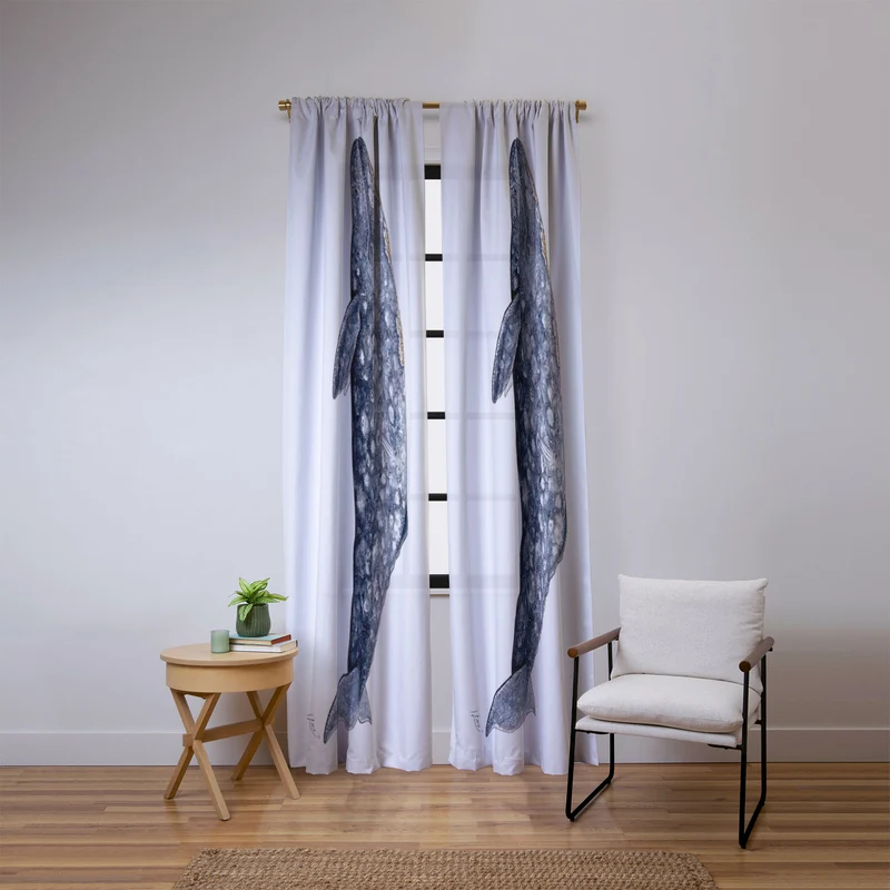 Grey whale Window Curtain