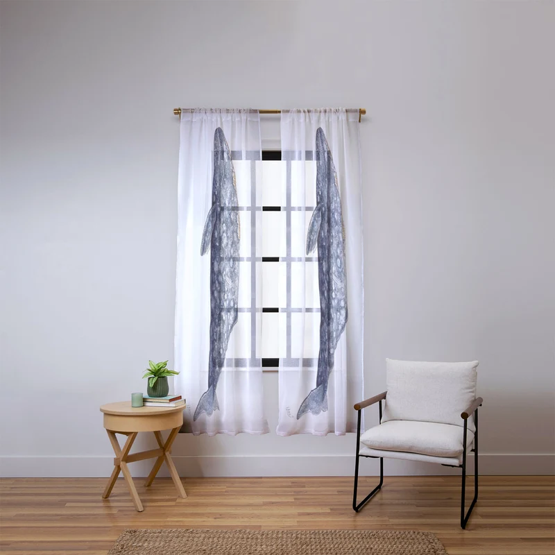 Grey whale Window Curtain