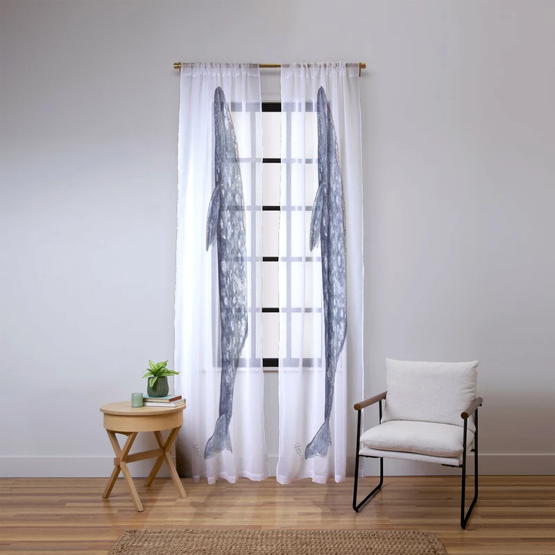 Grey whale Window Curtain
