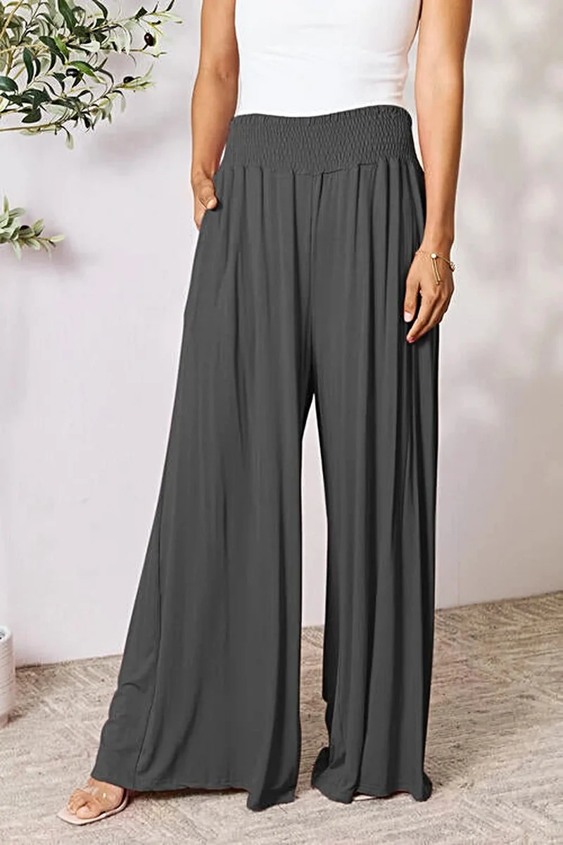 Elegante broek met wijde pijpen en elastische tailleband - Comfortabele, ondoorzichtige stof, verkrijgbaar in maat S-3XL