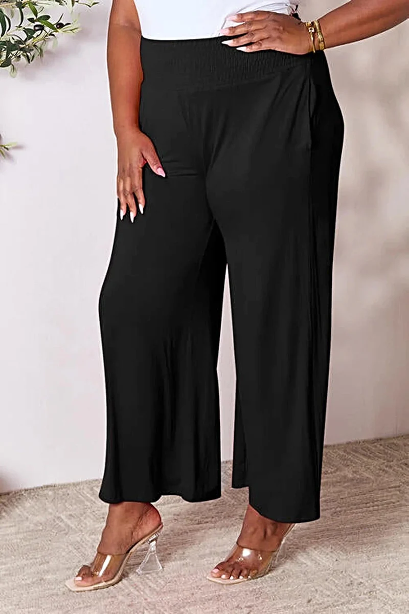Elegante broek met wijde pijpen en elastische tailleband - Comfortabele, ondoorzichtige stof, verkrijgbaar in maat S-3XL