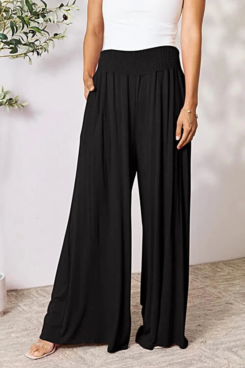 Elegante broek met wijde pijpen en elastische tailleband - Comfortabele, ondoorzichtige stof, verkrijgbaar in maat S-3XL