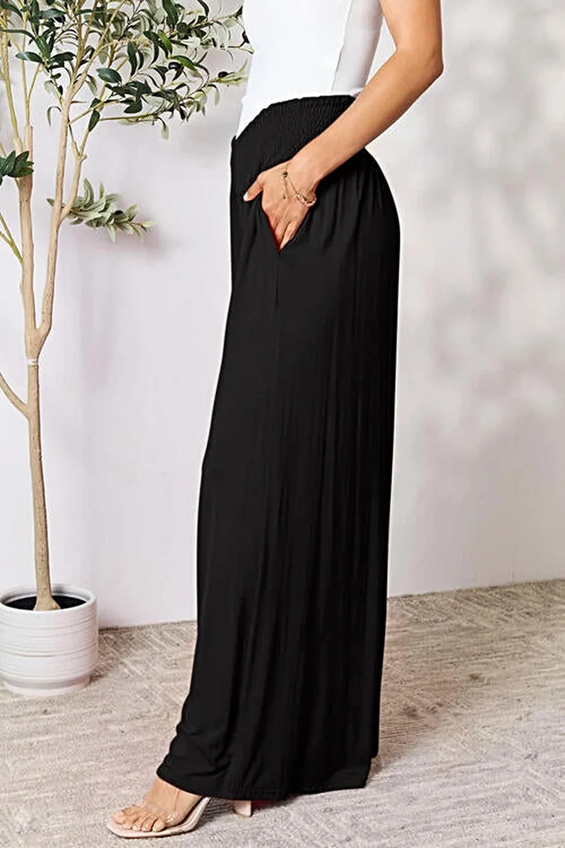 Elegante broek met wijde pijpen en elastische tailleband - Comfortabele, ondoorzichtige stof, verkrijgbaar in maat S-3XL