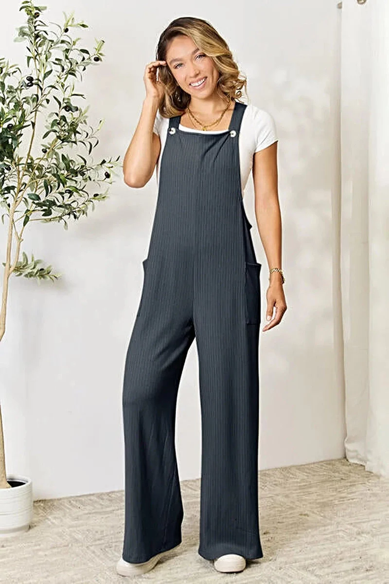 Luxe Double Take overall in volledige maat met zakken – ondoorzichtige comfortabele pasvorm, verkrijgbaar in meerdere maten.