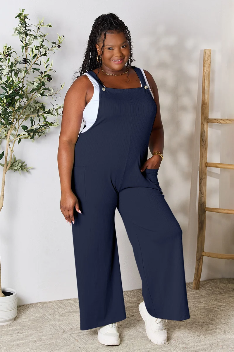 Luxe Double Take overall in volledige maat met zakken – ondoorzichtige comfortabele pasvorm, verkrijgbaar in meerdere maten.