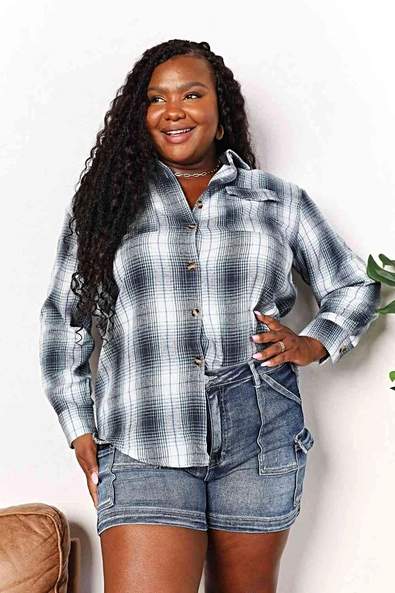 Chique overhemd van 100% polyester met ruitpatroon, verlaagde schouders, kraag en een relaxte pasvorm.