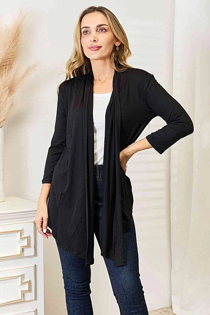 Culture Code Open Front Cardigan - Elegant gedrapeerd model voor alle maten, comfortabel het hele jaar door.