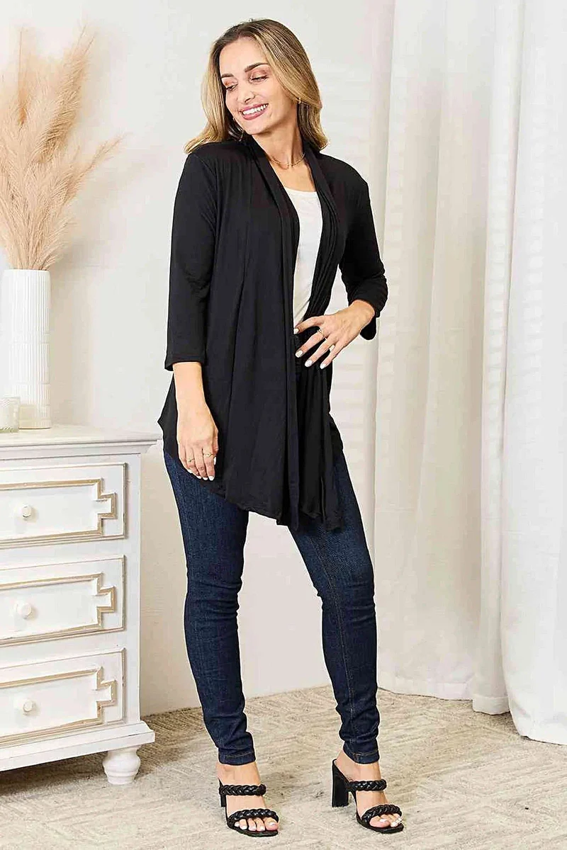 Culture Code Open Front Cardigan - Elegant gedrapeerd model voor alle maten, comfortabel het hele jaar door.
