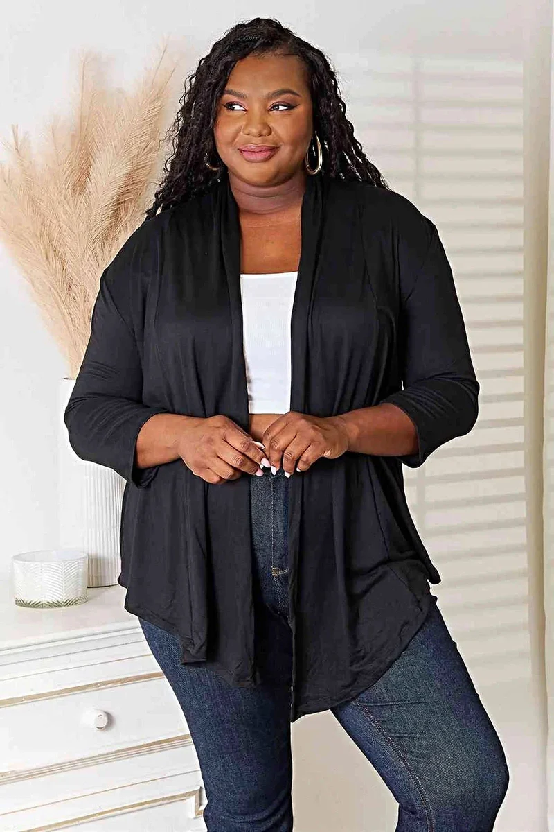 Culture Code Open Front Cardigan - Elegant gedrapeerd model voor alle maten, comfortabel het hele jaar door.