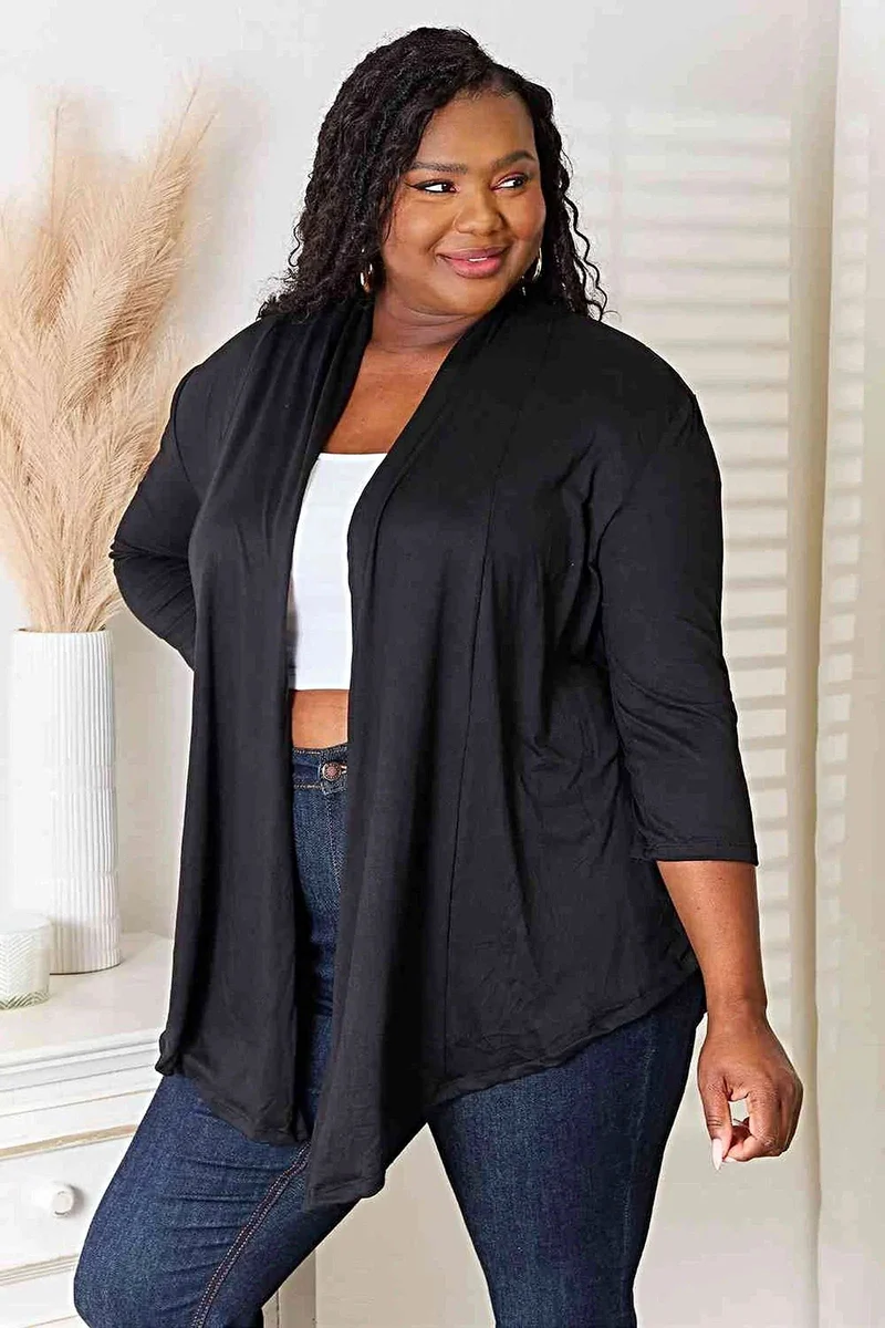 Culture Code Open Front Cardigan - Elegant gedrapeerd model voor alle maten, comfortabel het hele jaar door.