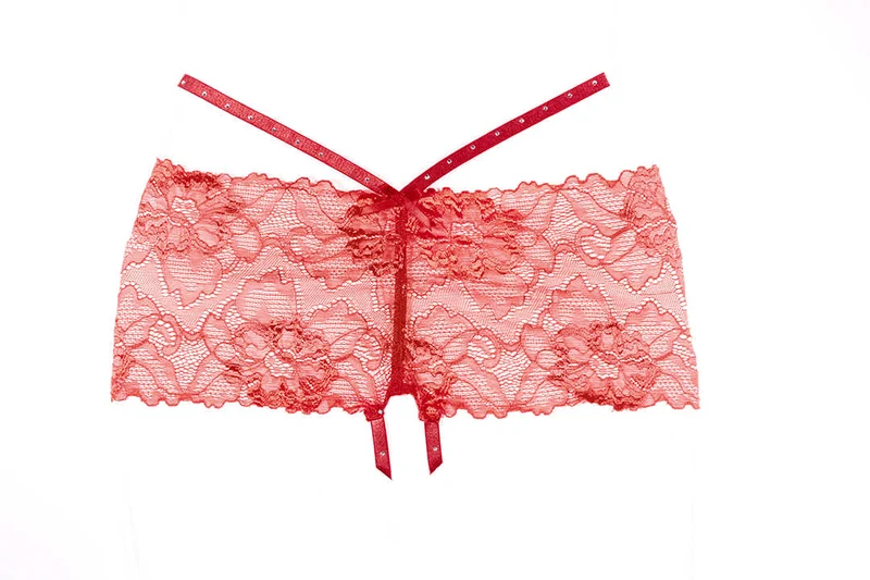 Allure 15-8502R Kelly kruisloze sexy jongensshorts in felroze met strass-bandjes