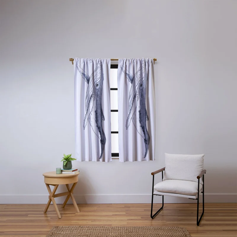 Cute baby humpback whale Window Curtain