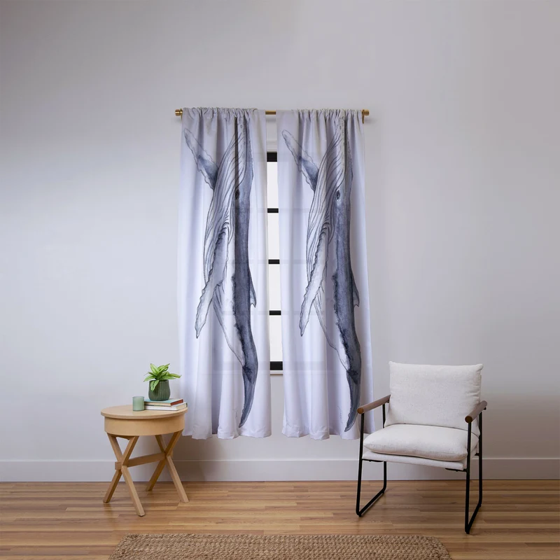 Cute baby humpback whale Window Curtain
