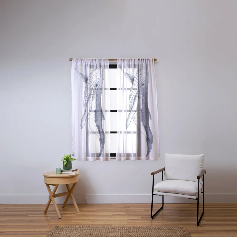 Cute baby humpback whale Window Curtain