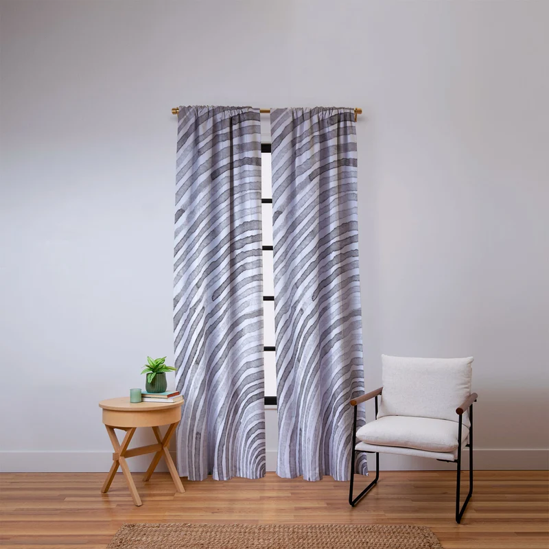 Lunita concentric waves in soft gray watercolor Window Curtain
