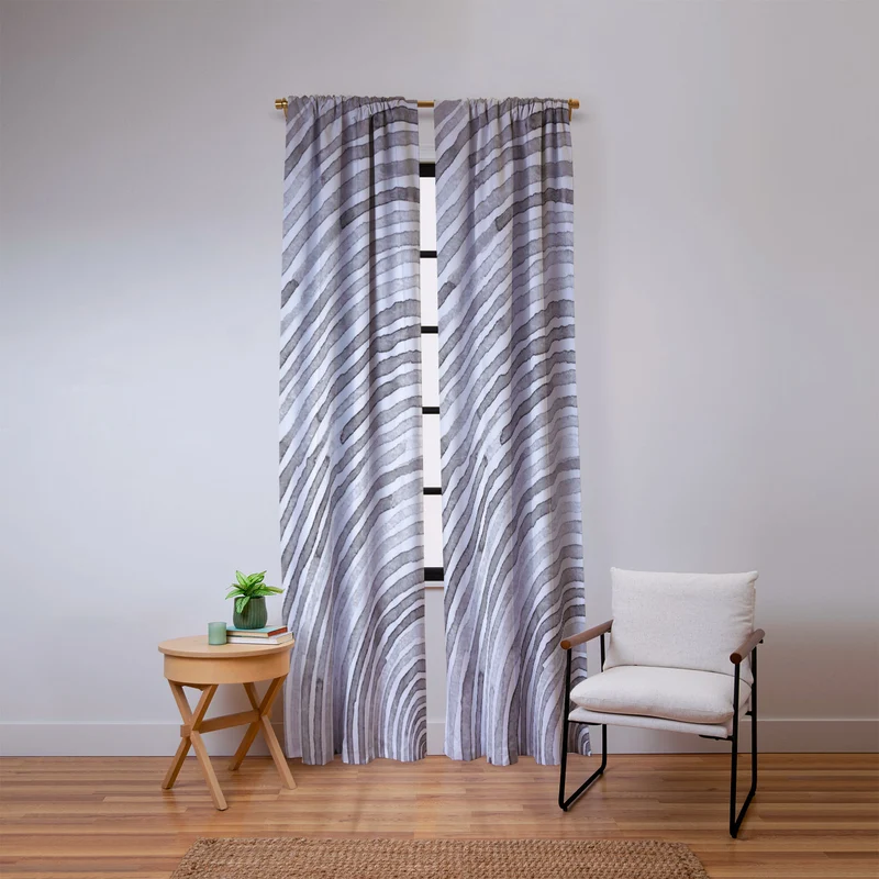 Lunita concentric waves in soft gray watercolor Window Curtain