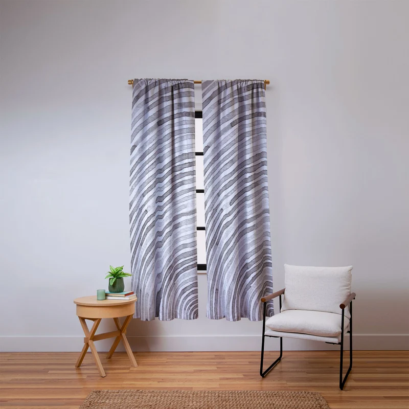 Lunita concentric waves in soft gray watercolor Window Curtain
