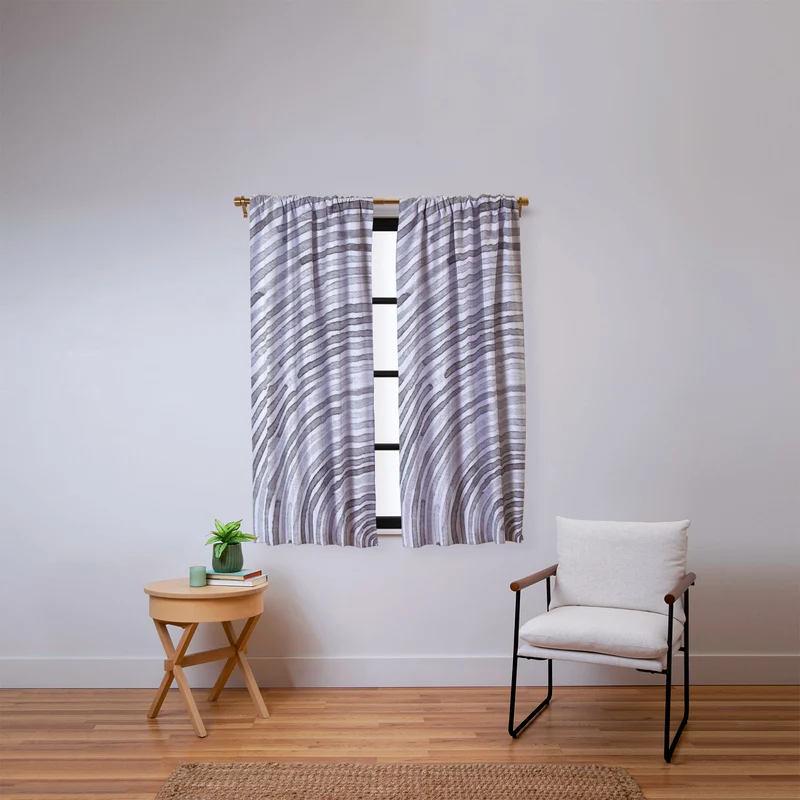 Lunita concentric waves in soft gray watercolor Window Curtain