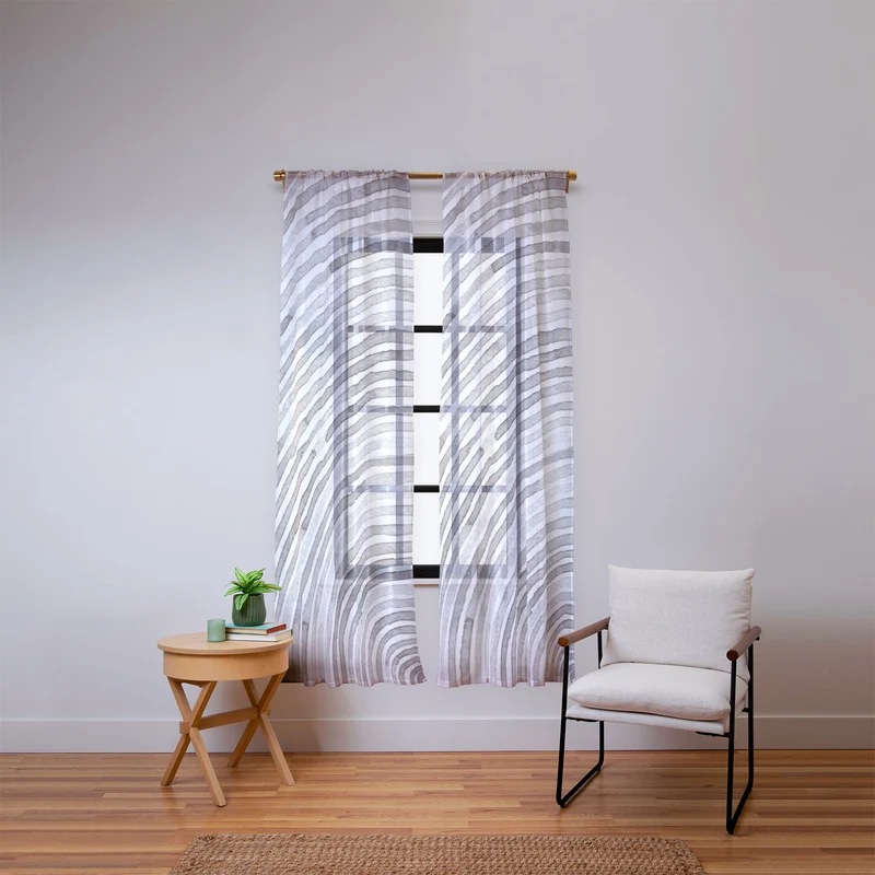 Lunita concentric waves in soft gray watercolor Window Curtain