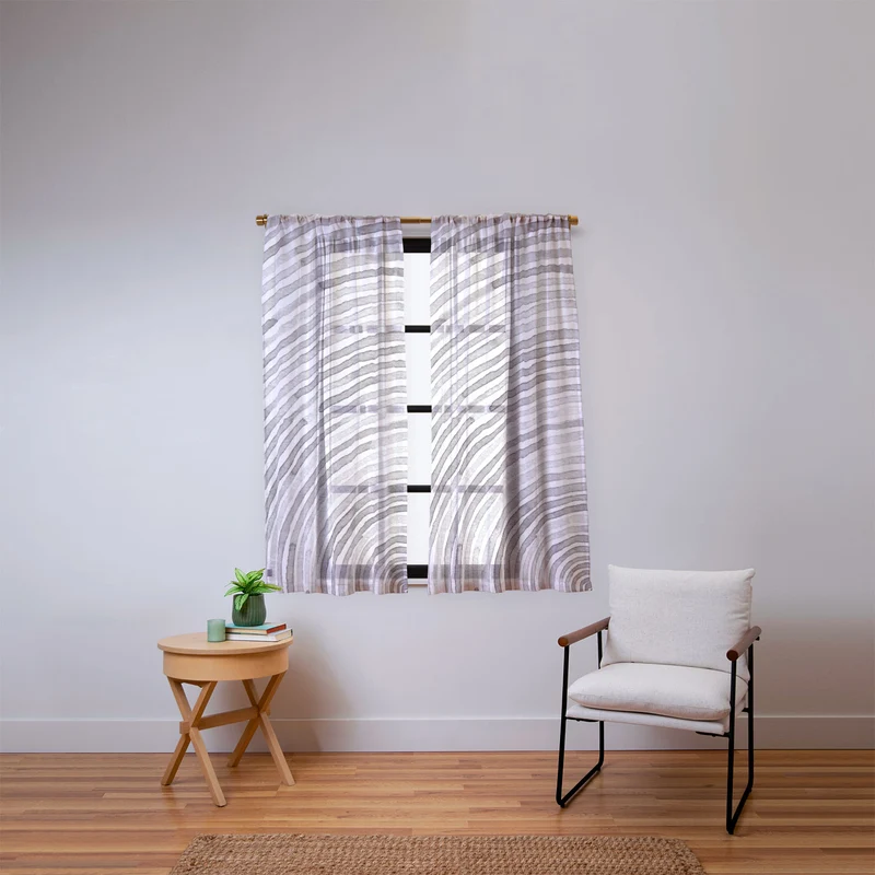 Lunita concentric waves in soft gray watercolor Window Curtain