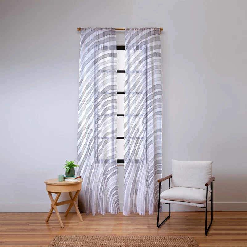 Lunita concentric waves in soft gray watercolor Window Curtain