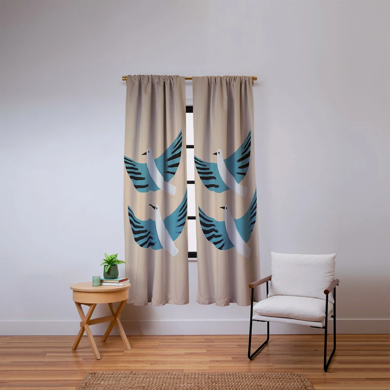 Two Graceful White Birds Window Curtain