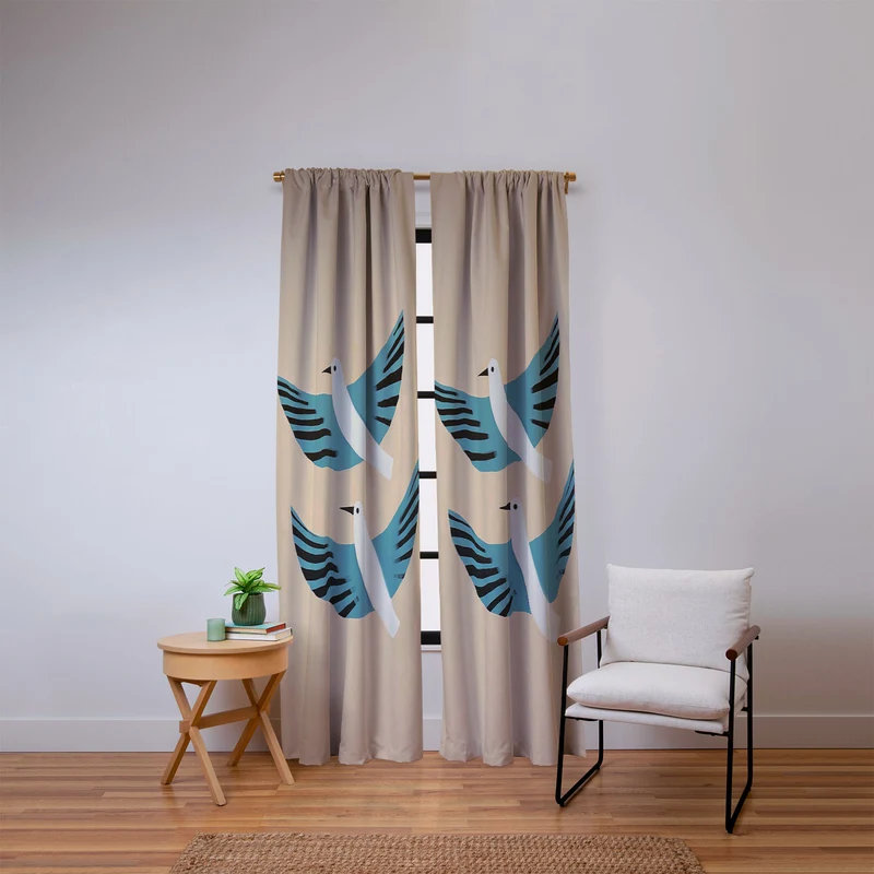 Two Graceful White Birds Window Curtain