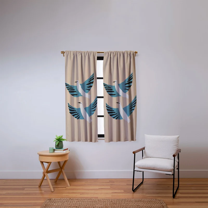 Two Graceful White Birds Window Curtain