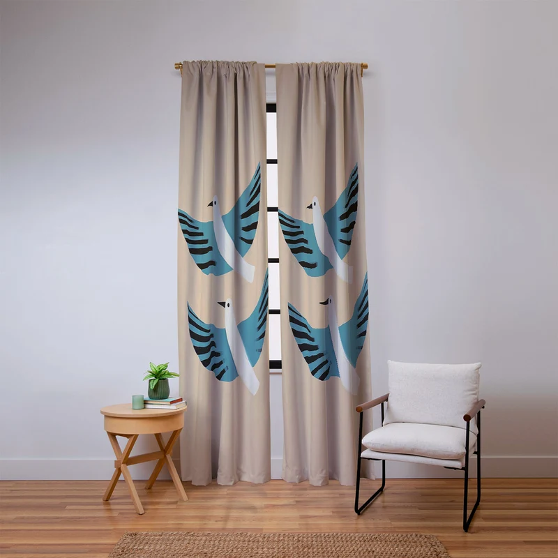 Two Graceful White Birds Window Curtain