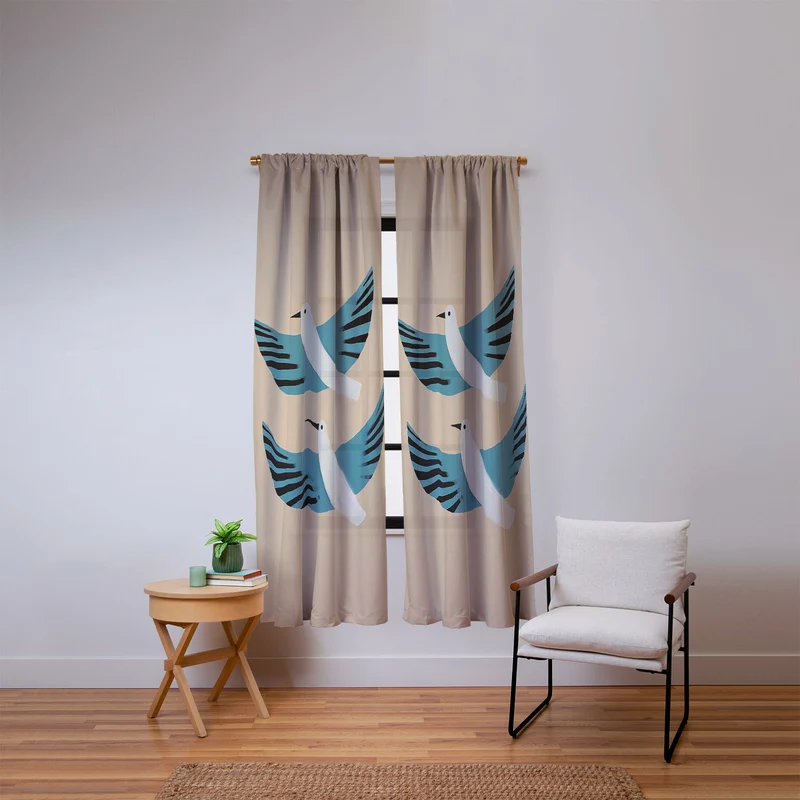 Two Graceful White Birds Window Curtain