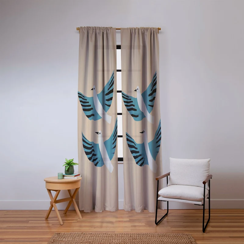 Two Graceful White Birds Window Curtain